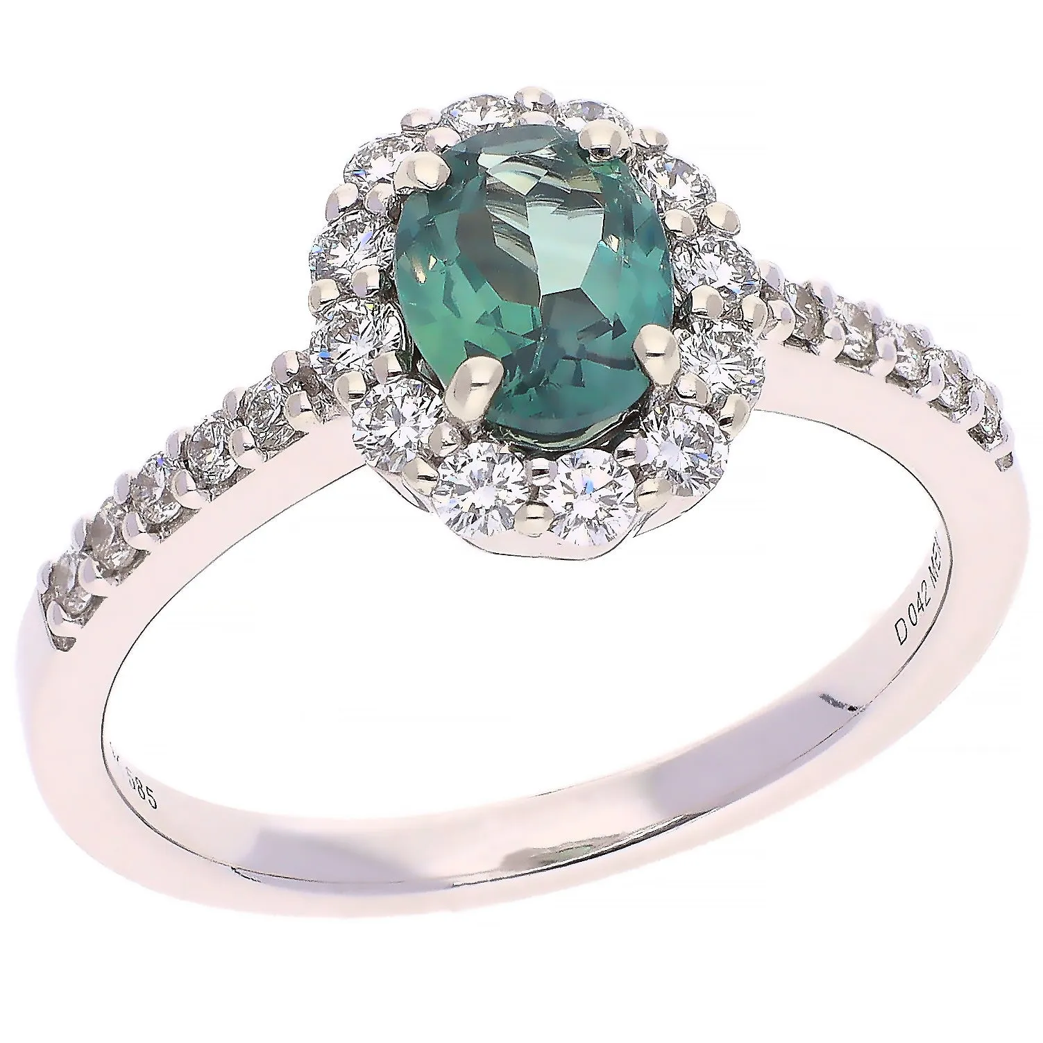 14K White Gold Oval Alexandrite & Diamond Ring