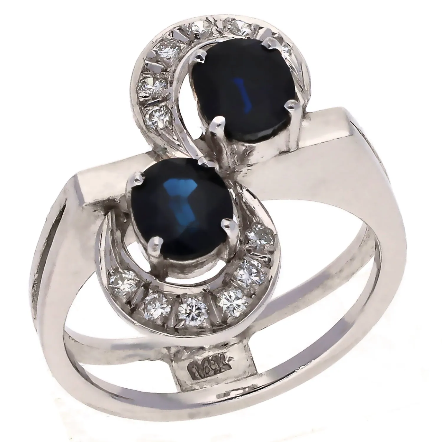 14K White Gold Sapphire and Diamond Ring