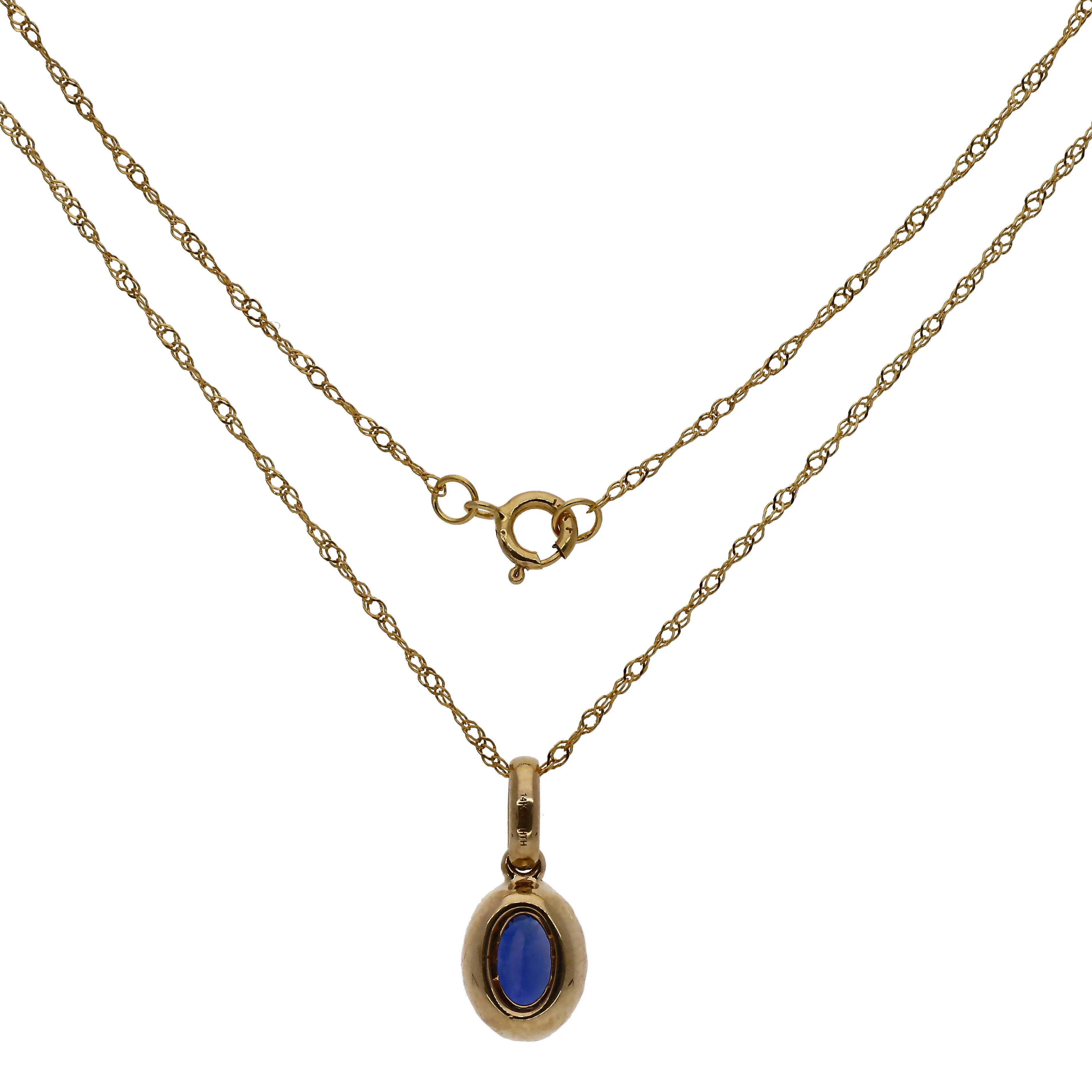 14K Yellow Gold Sapphire and Diamond 18" Necklace