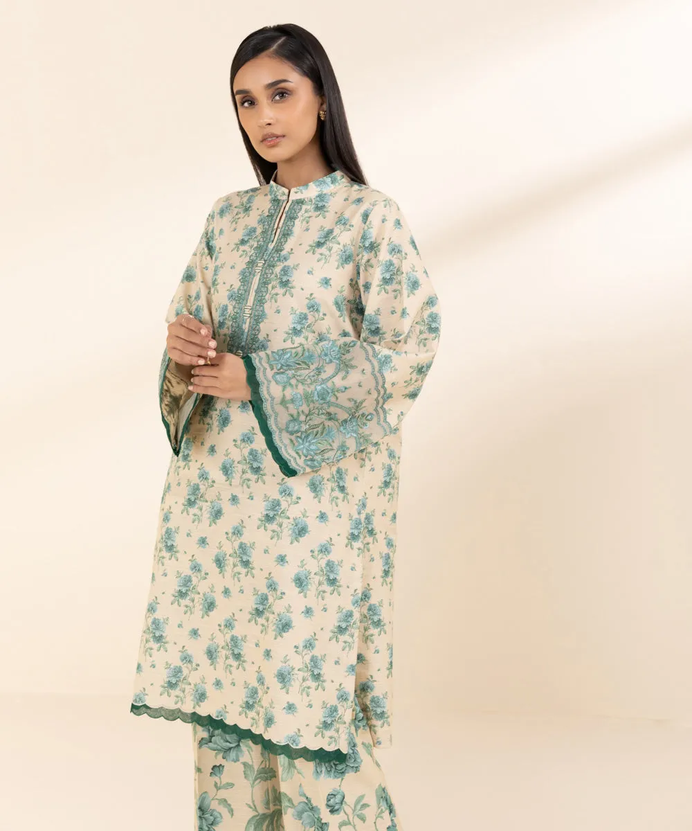 2 Piece - Embroidered Khaddar Suit