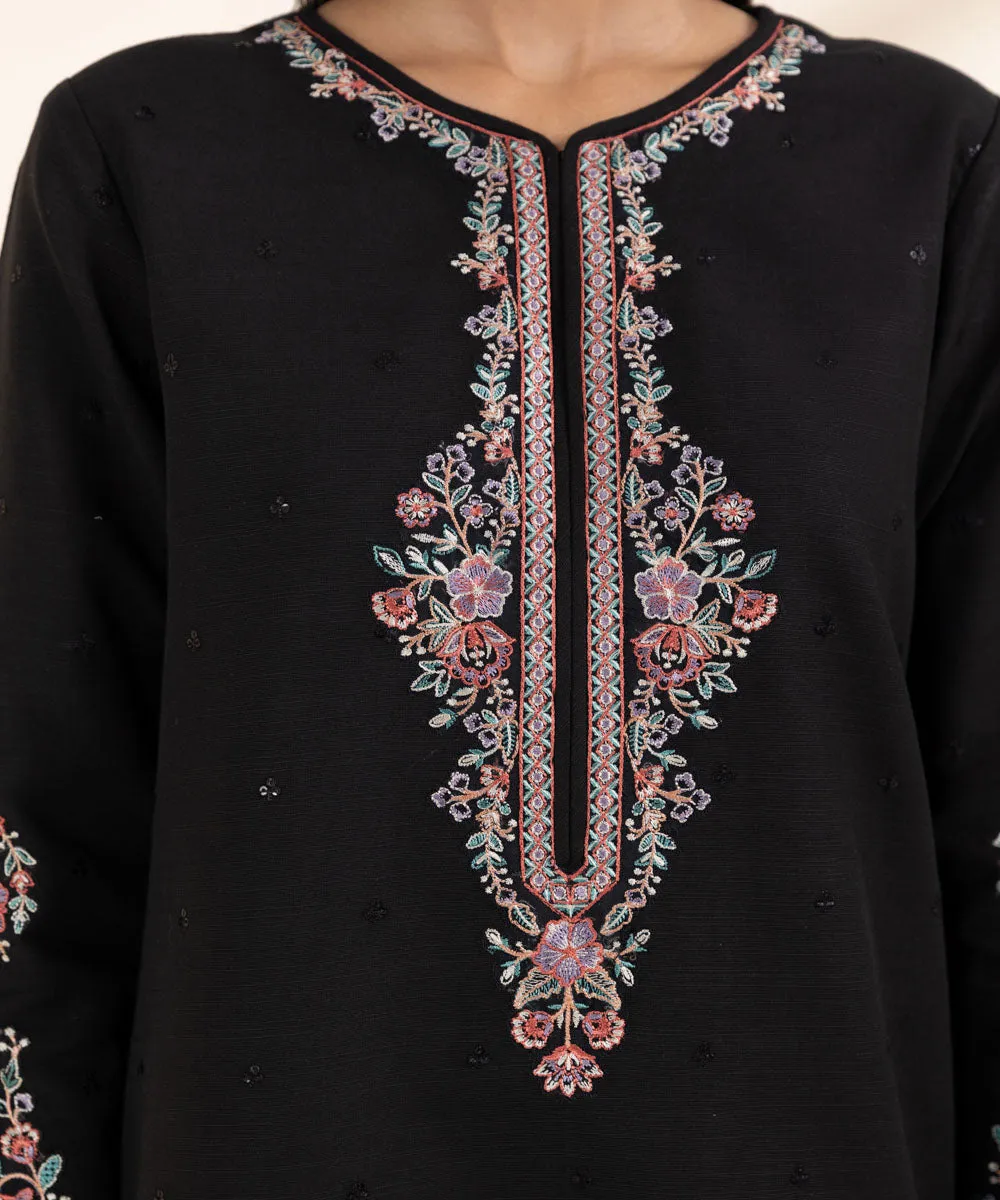 2 Piece - Embroidered Light Khaddar Suit