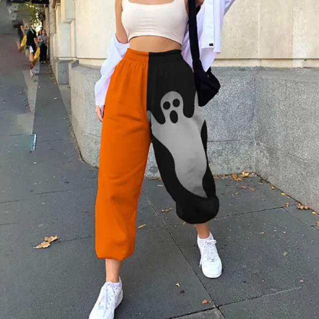 2021 New!!! Women's Skull Pattern Print Harajuku Sport Trouser Casual Streetwear Sweatpants Size 3XL