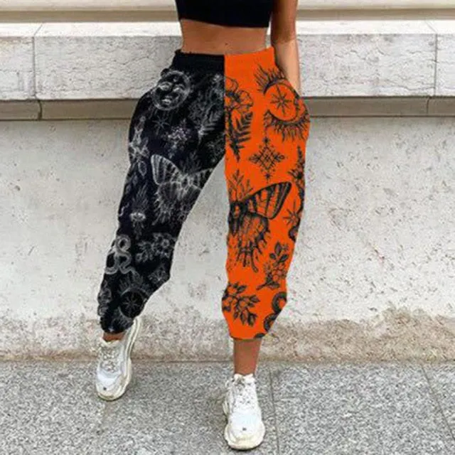 2021 New!!! Women's Skull Pattern Print Harajuku Sport Trouser Casual Streetwear Sweatpants Size 3XL