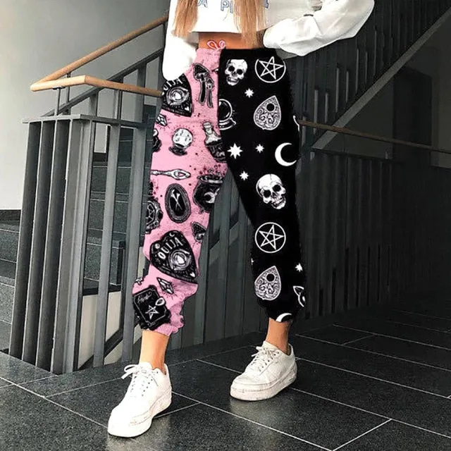 2021 New!!! Women's Skull Pattern Print Harajuku Sport Trouser Casual Streetwear Sweatpants Size 3XL