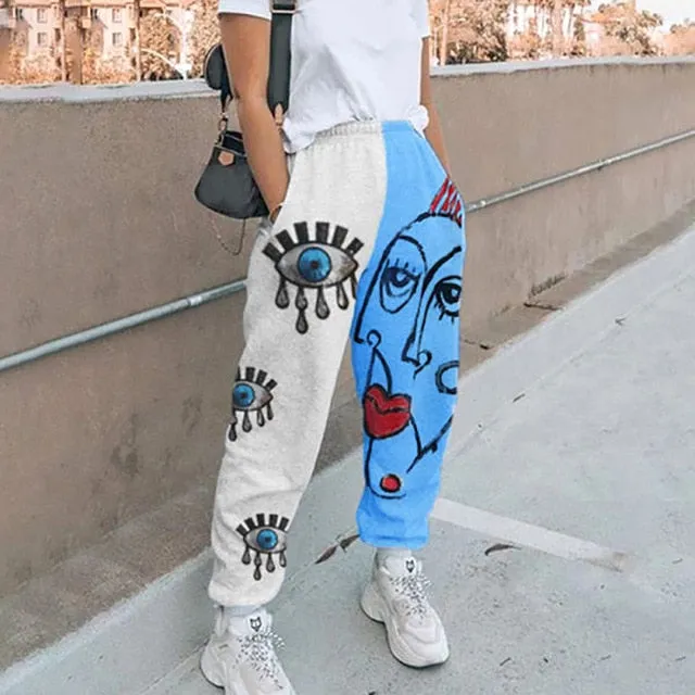 2021 New!!! Women's Skull Pattern Print Harajuku Sport Trouser Casual Streetwear Sweatpants Size 3XL