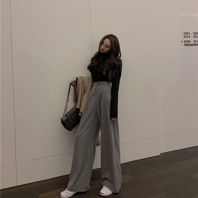 2021 Spring Autumn Women's Wide Leg Pants Full Length Casual Sizes S - L