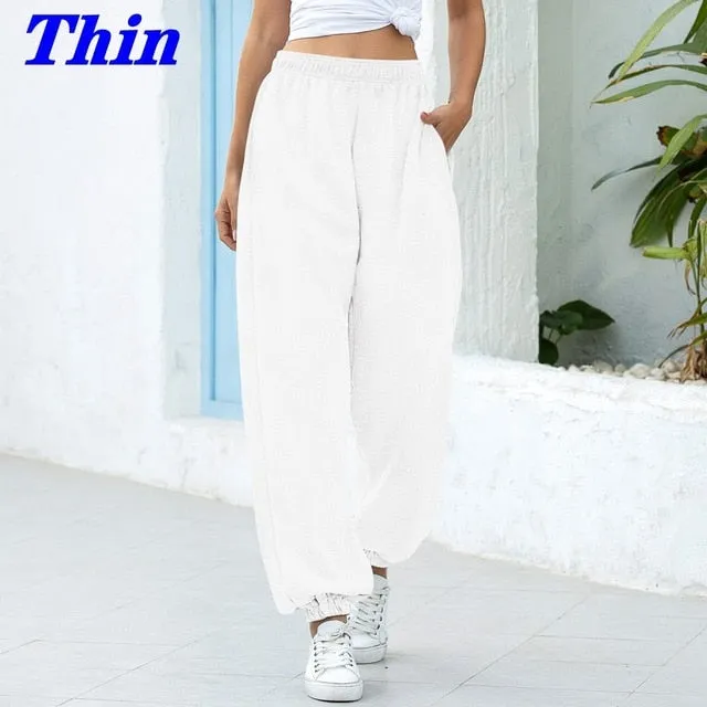 2021 Sweatpants Women Baggy Sports Pants Wide Leg Oversized Streetwear High Waisted Size S - 2XL