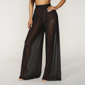 2021 Women's See Through Boho  Long Loose Mesh Wide Leg Beach Sheer Pants Sizes S - 2XL