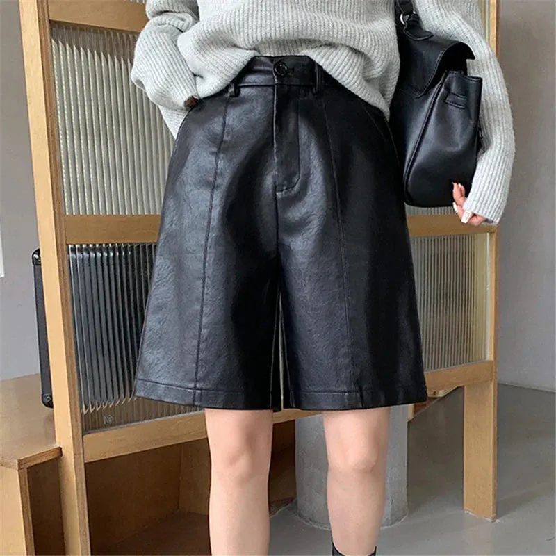 2024 Autumn Winter Washed High Waist Wide Leg Loose Trousers Shorts