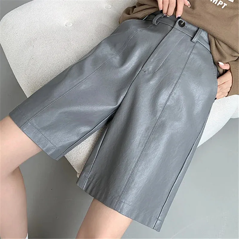 2024 Autumn Winter Washed High Waist Wide Leg Loose Trousers Shorts