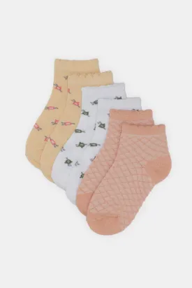 3 Pc Pk -  Assorted Designs And Colors Ankle Socks