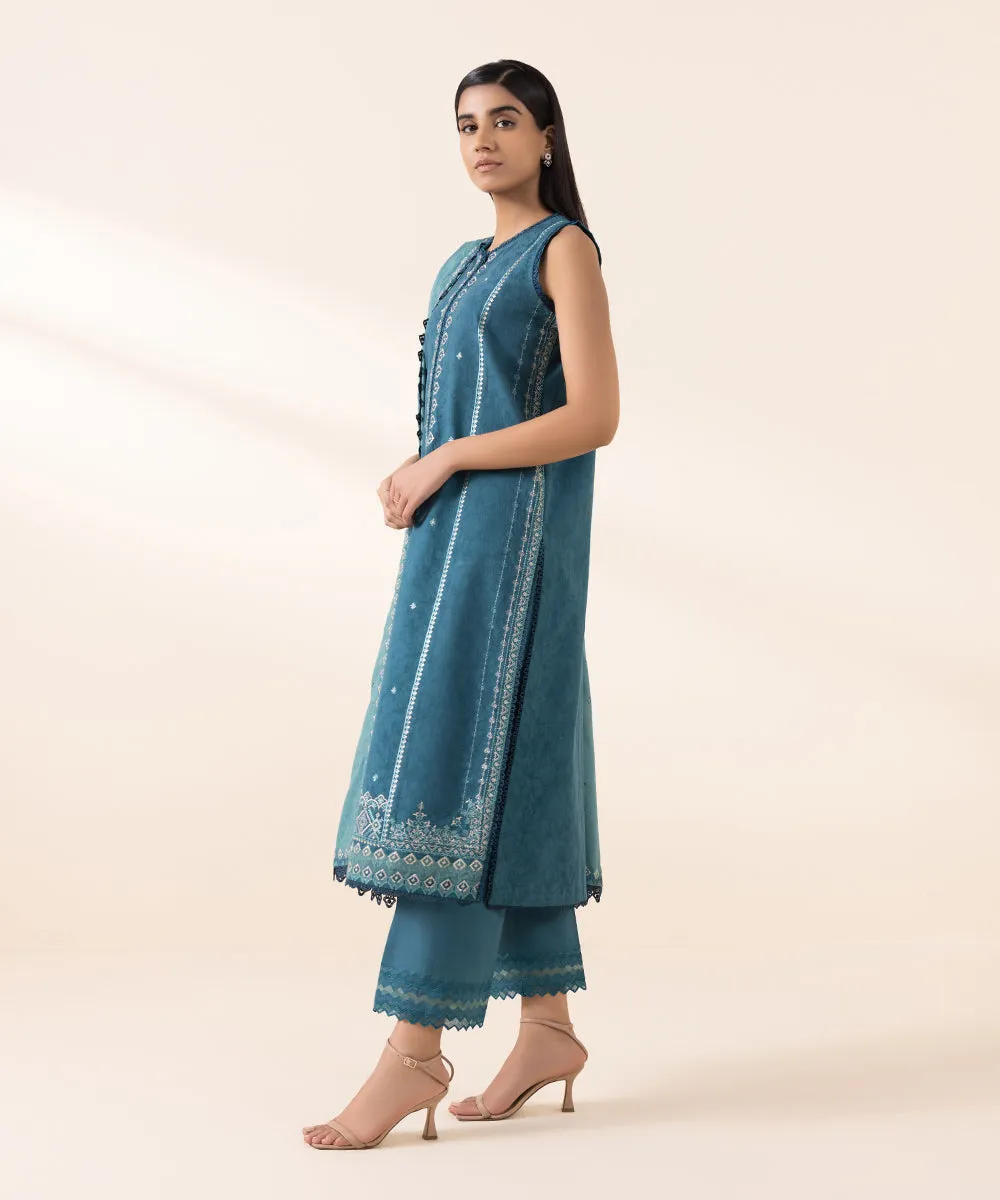 3 Piece - Embroidered Cotton Jacquard Suit