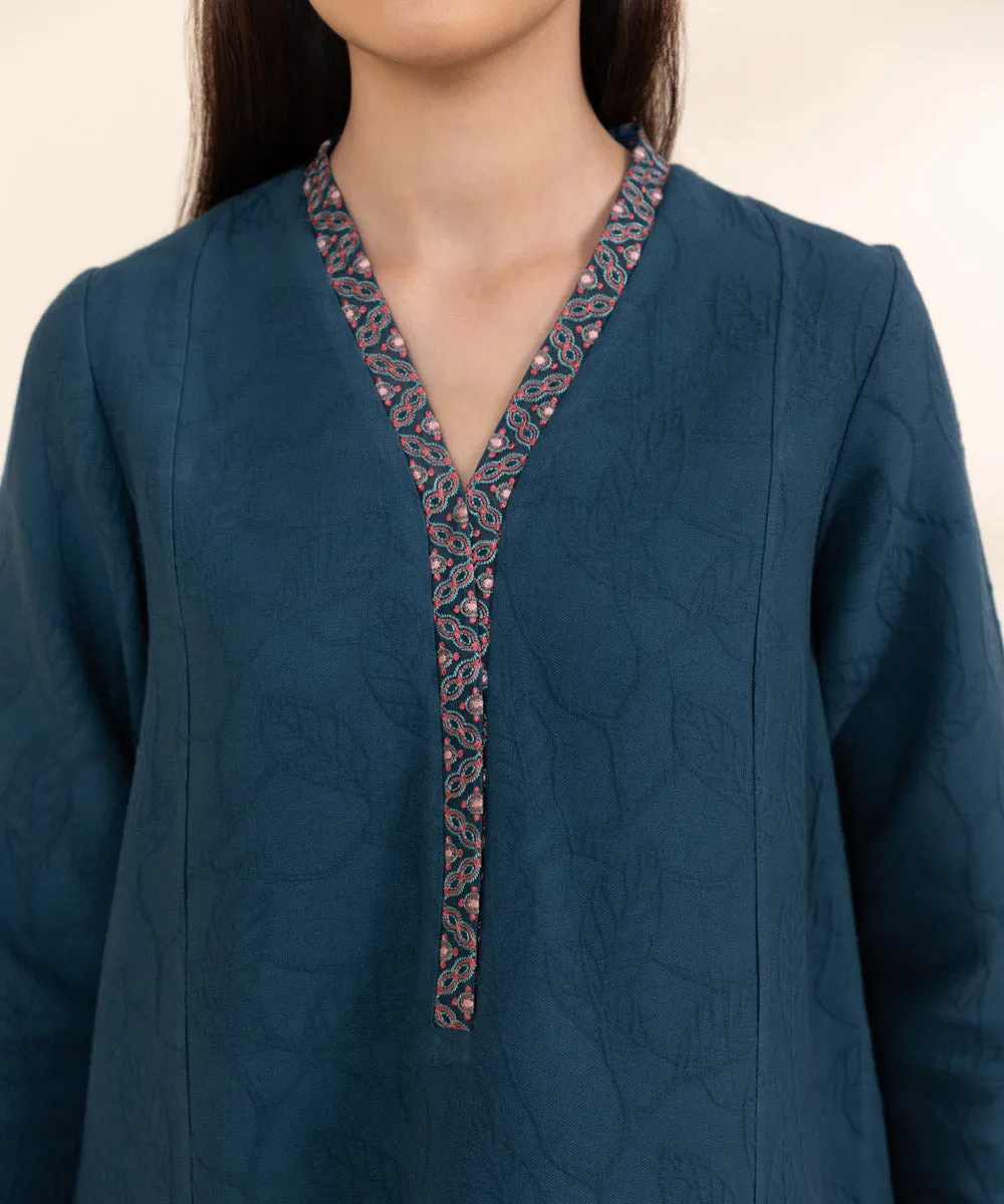 3 Piece - Embroidered Cotton Jacquard Suit