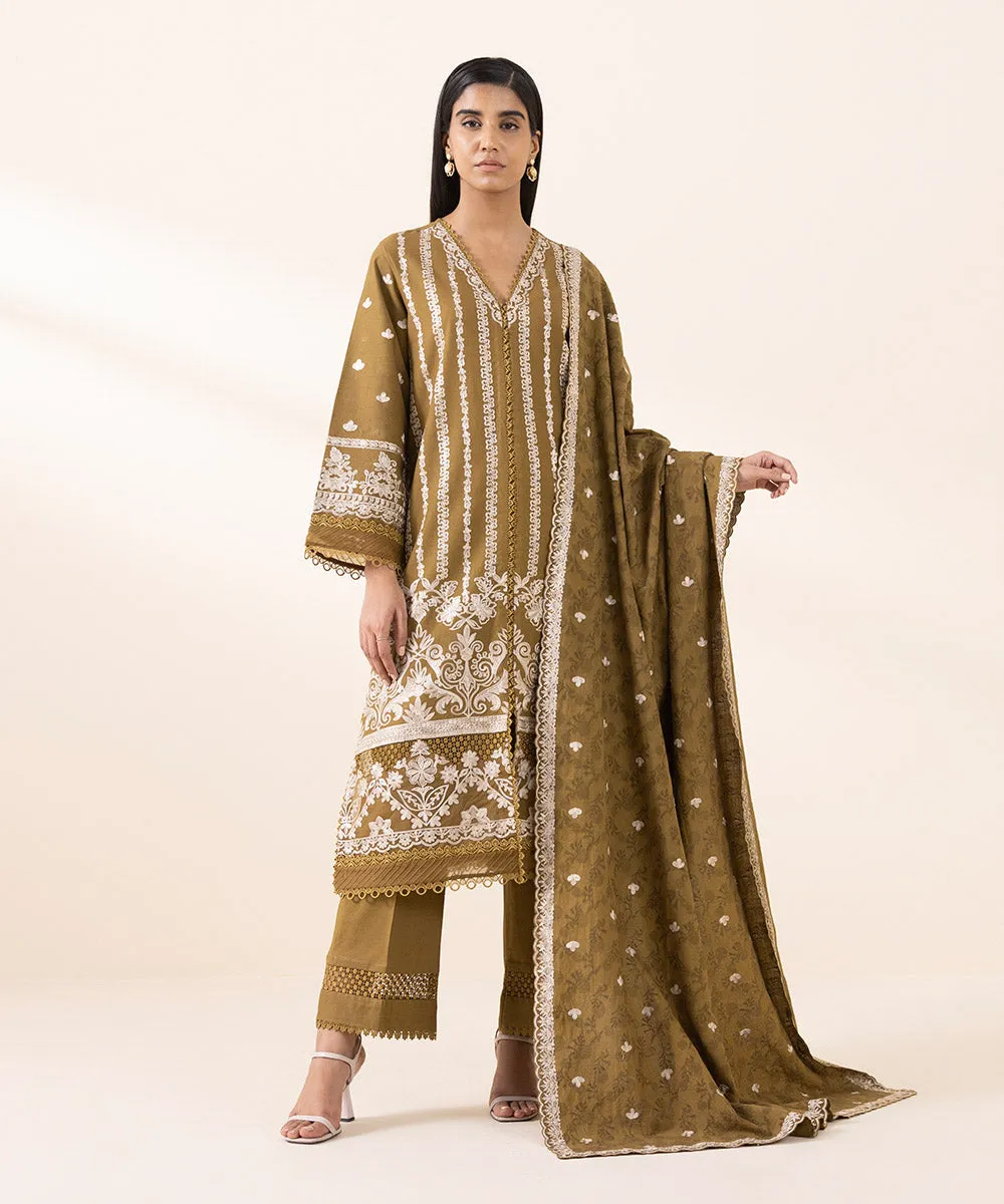 3 Piece - Embroidered Cotton Viscose Suit