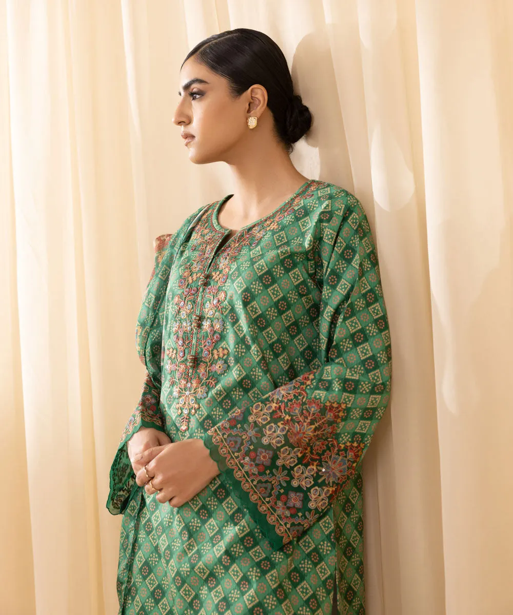 3 Piece -  Embroidered Cotton Viscose Suit