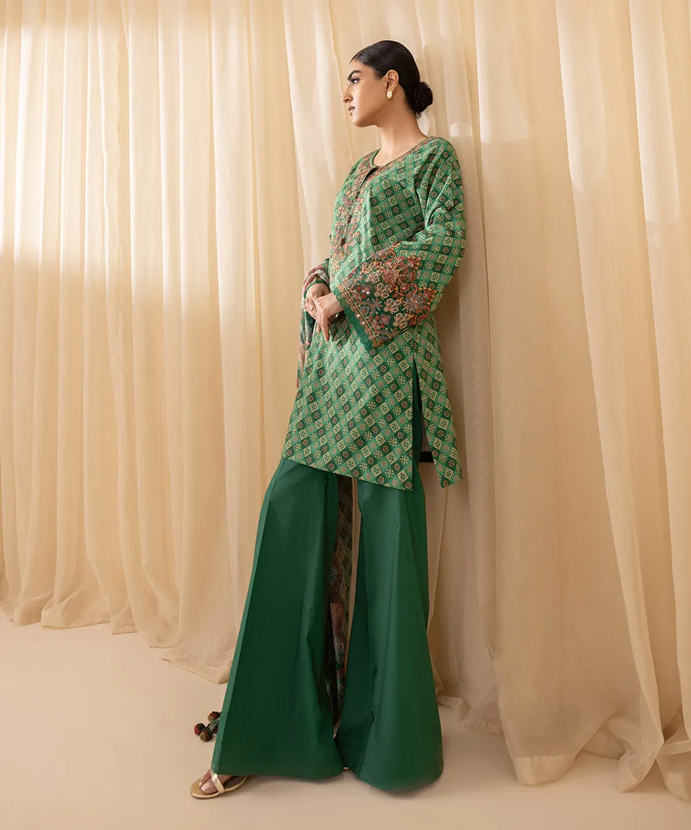 3 Piece -  Embroidered Cotton Viscose Suit