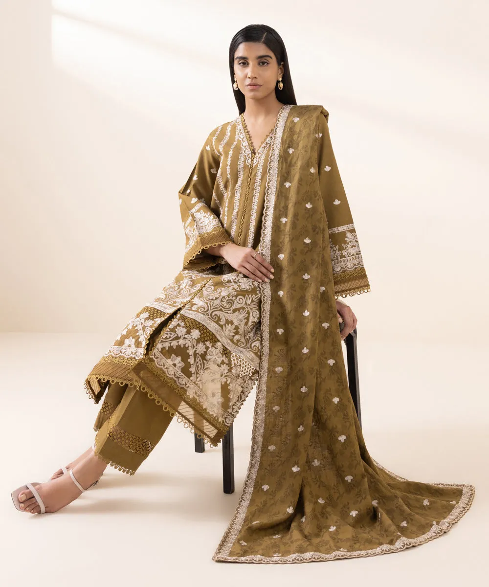 3 Piece - Embroidered Cotton Viscose Suit