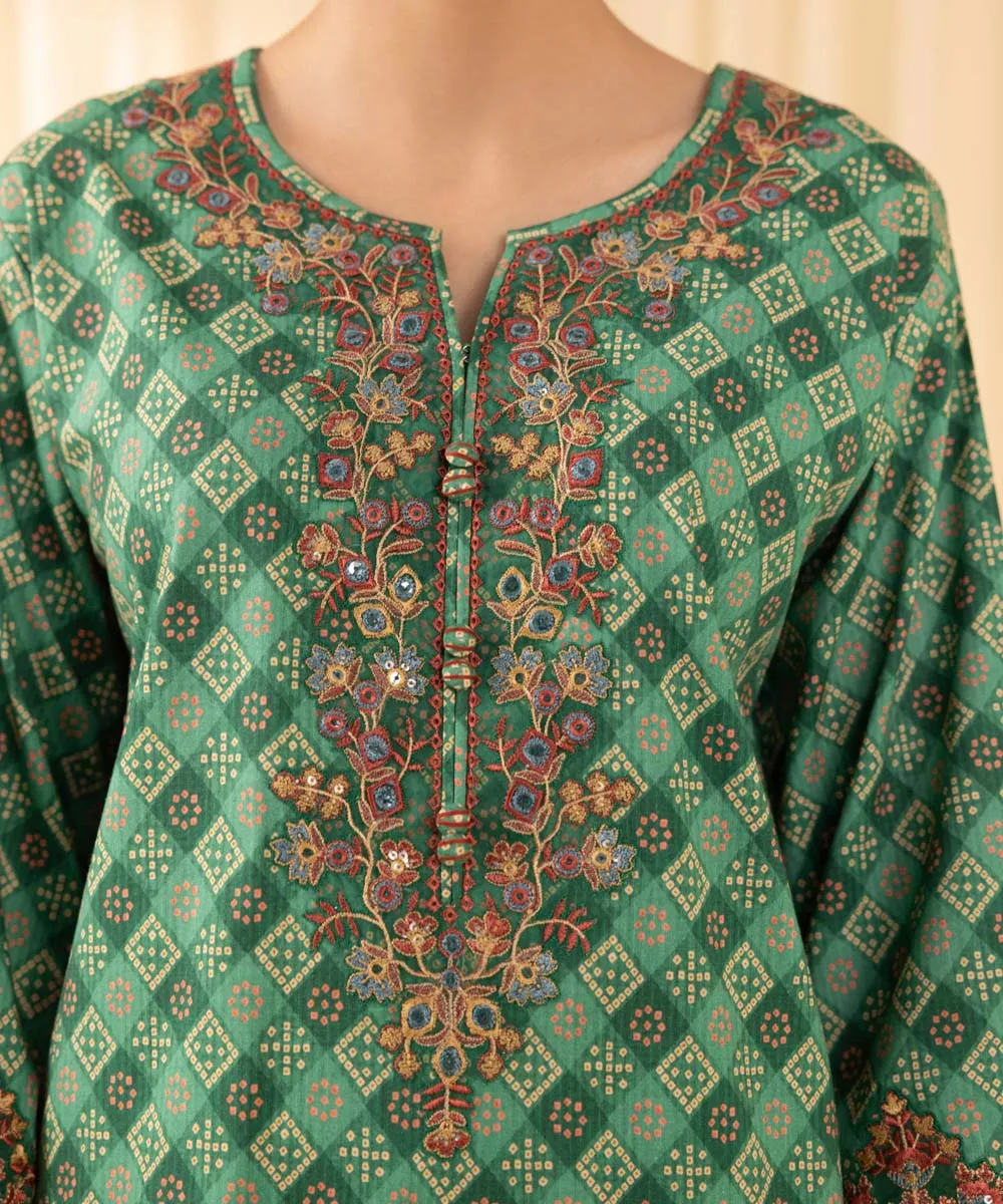 3 Piece -  Embroidered Cotton Viscose Suit