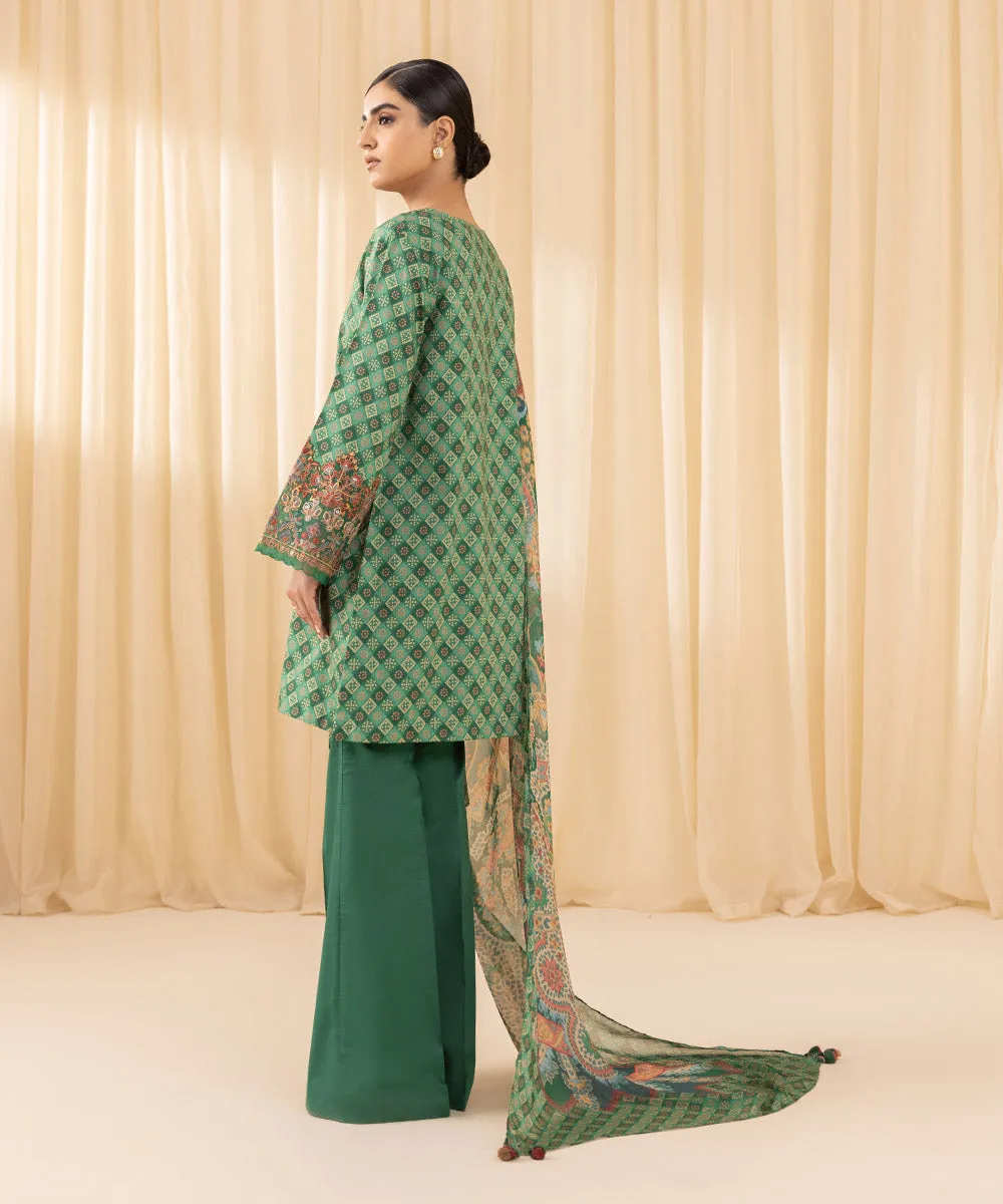 3 Piece -  Embroidered Cotton Viscose Suit