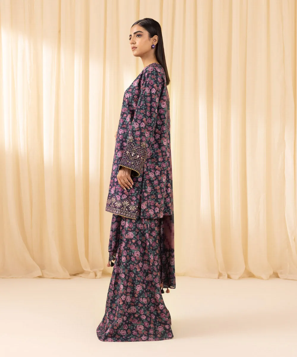 3 Piece -  Embroidered Cotton Viscose Suit