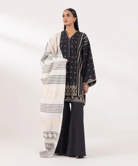 3 Piece - Embroidered Jacquard Suit