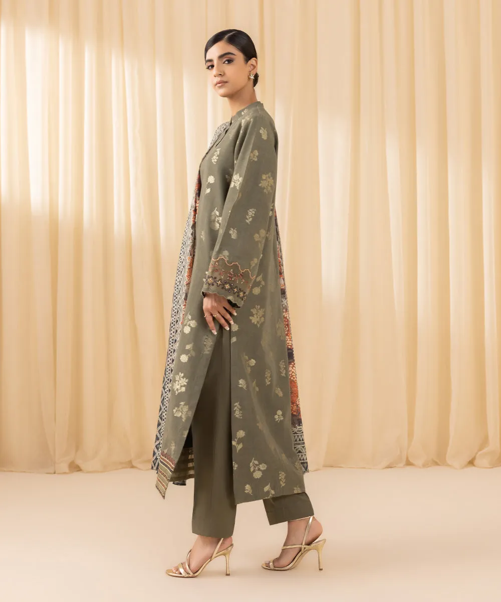 3 Piece -  Embroidered Jacquard Suit