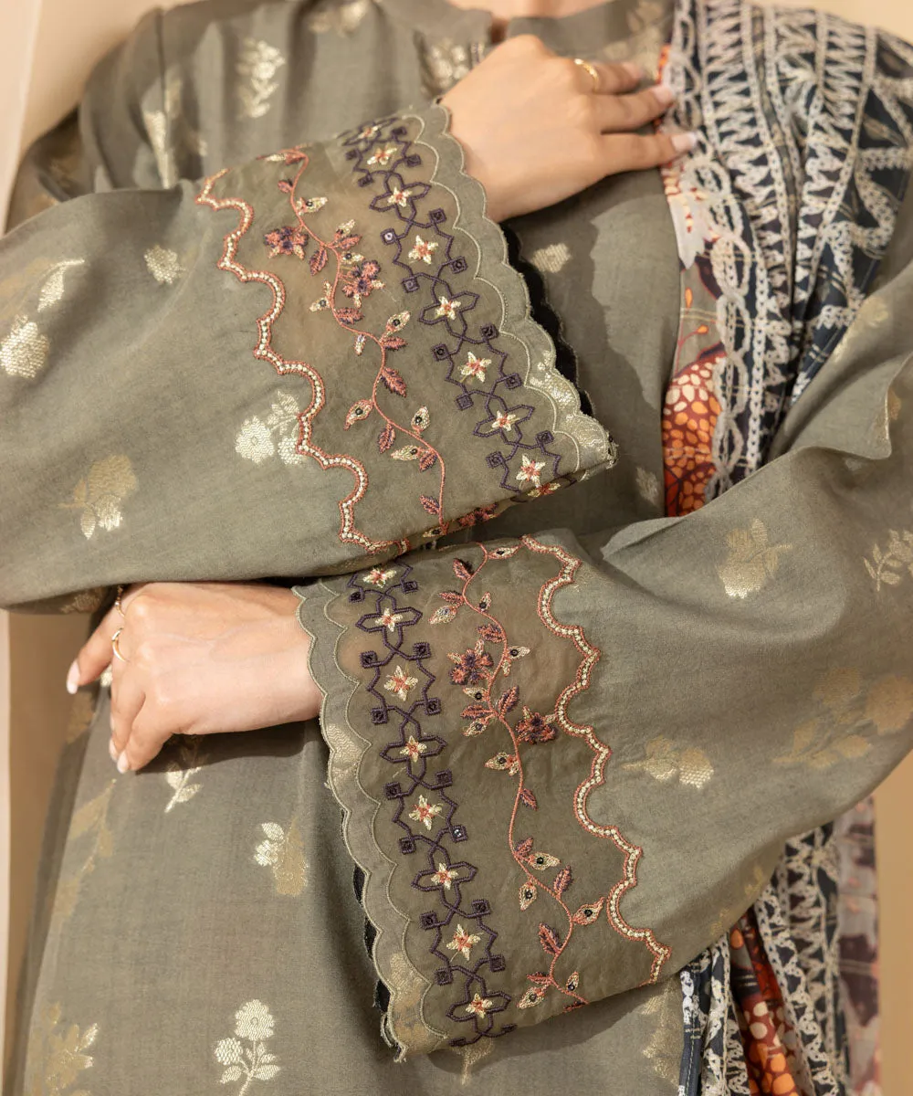 3 Piece -  Embroidered Jacquard Suit