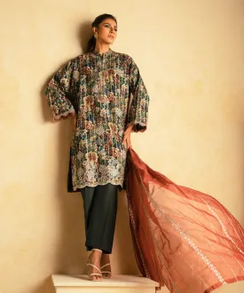 3 Piece - Embroidered Jacquard Suit