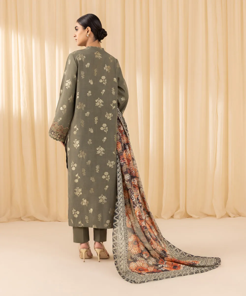 3 Piece -  Embroidered Jacquard Suit