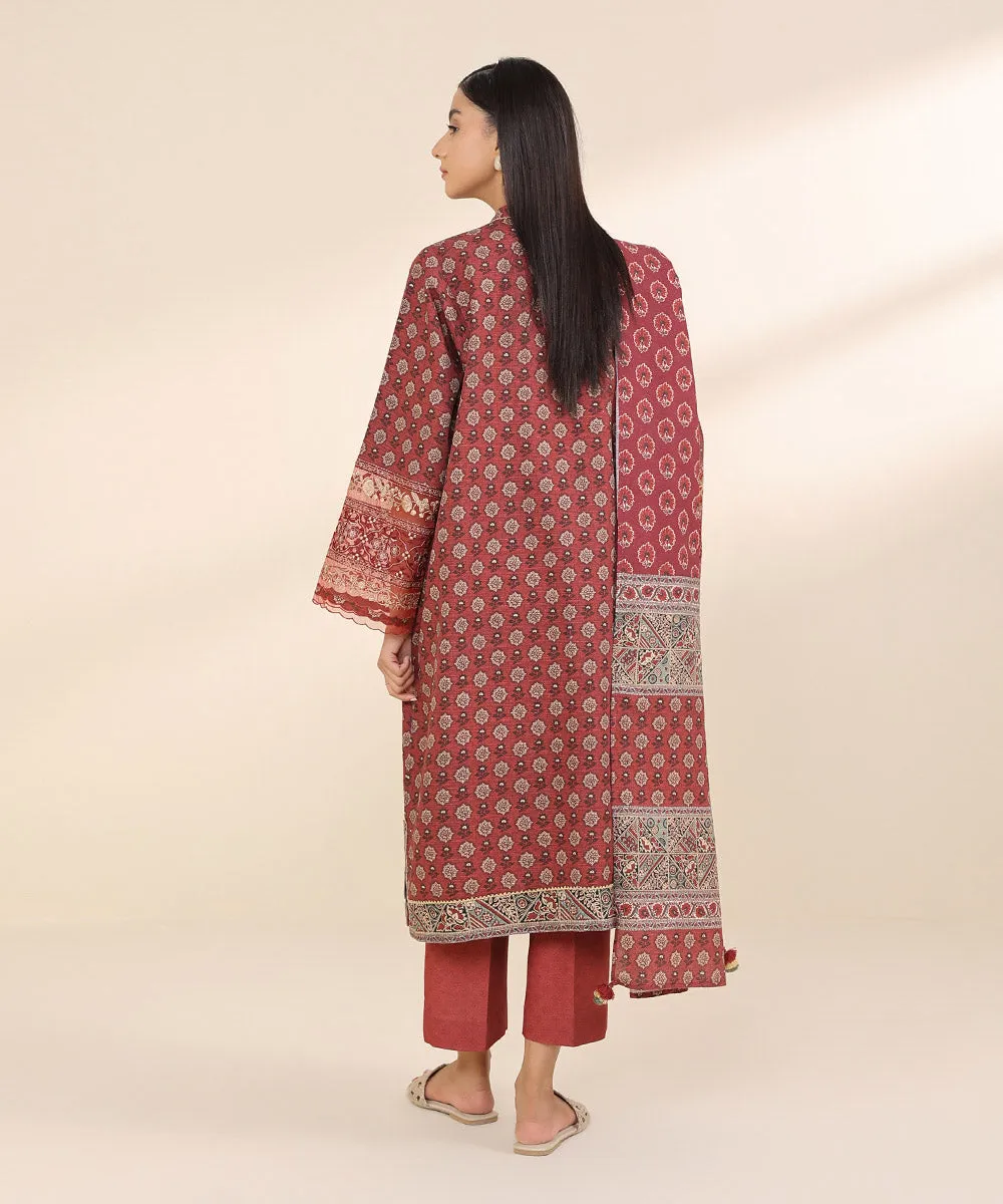 3 Piece - Embroidered Khaddar Suit