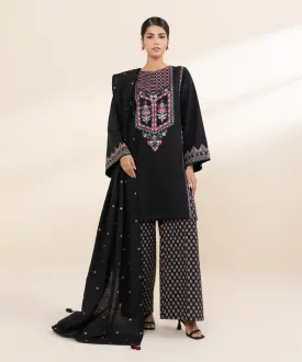 3 Piece - Embroidered Khaddar Suit