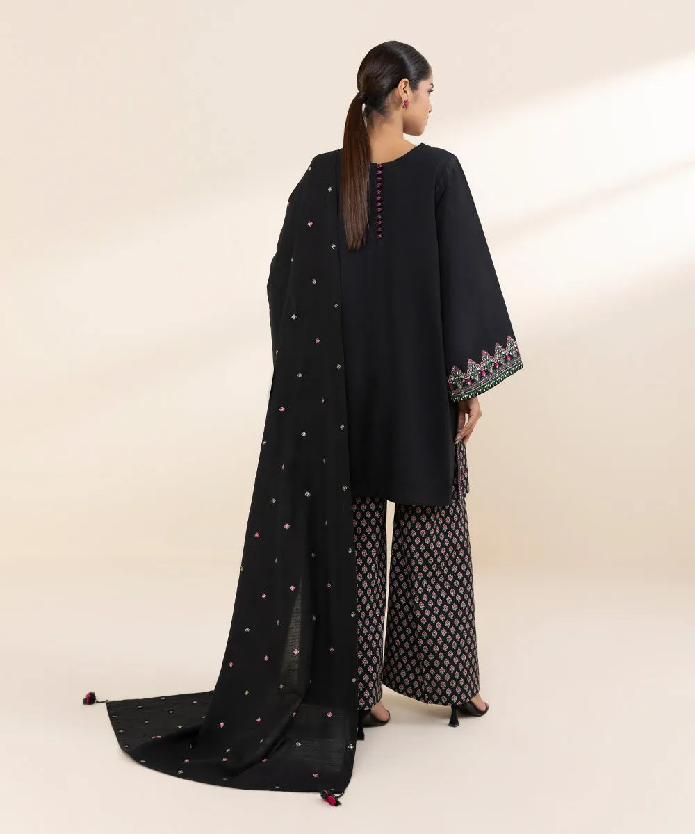 3 Piece - Embroidered Khaddar Suit