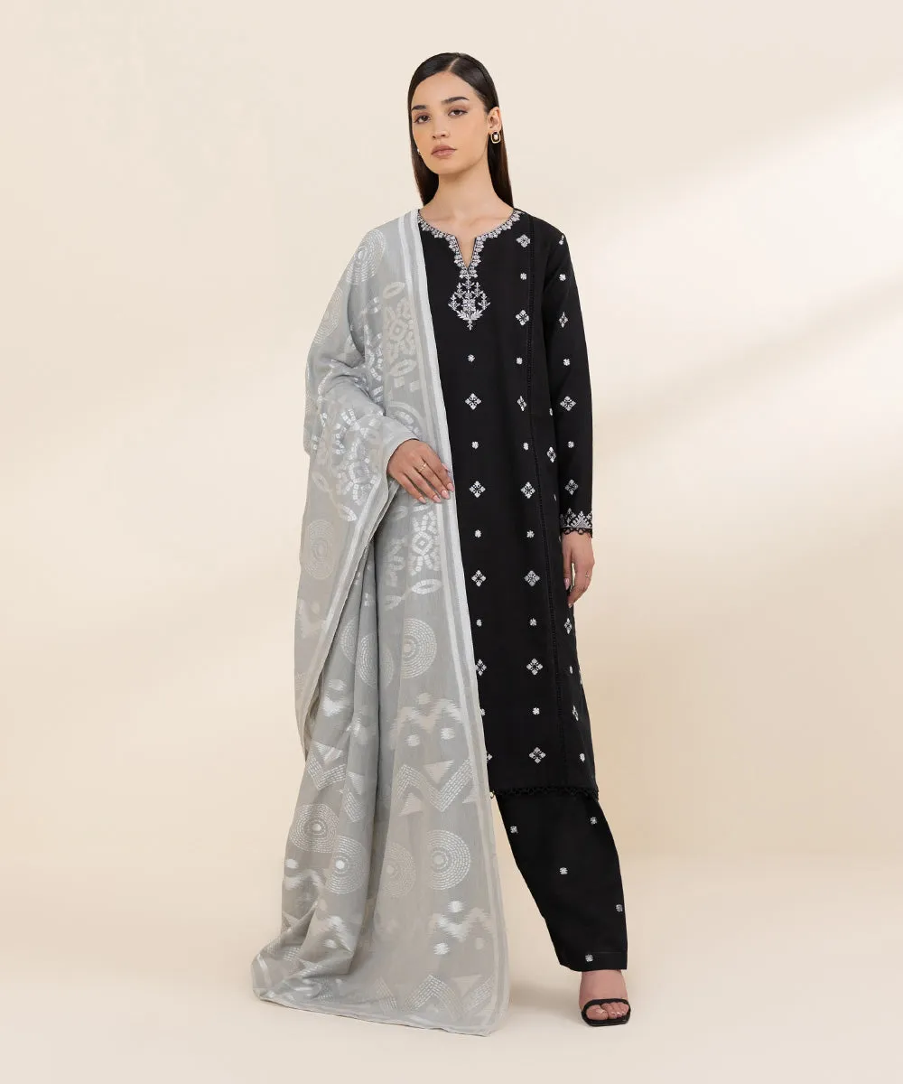 3 Piece - Embroidered Khaddar Suit