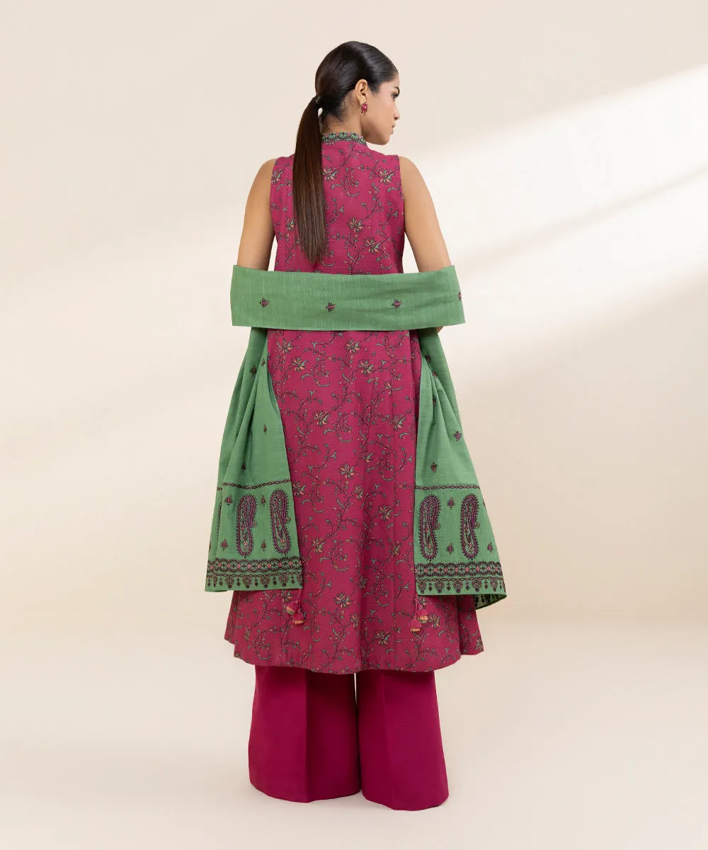 3 Piece - Embroidered Khaddar Suit