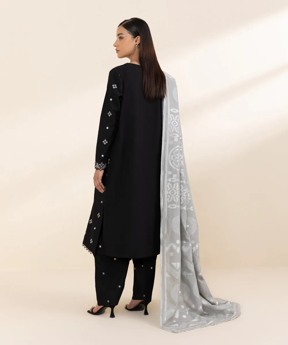 3 Piece - Embroidered Khaddar Suit