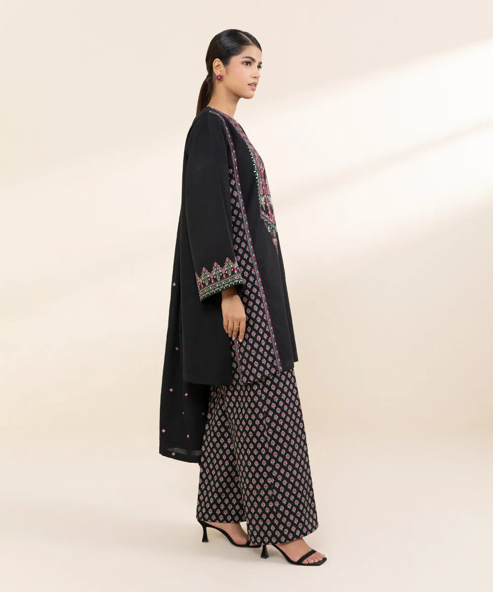 3 Piece - Embroidered Khaddar Suit