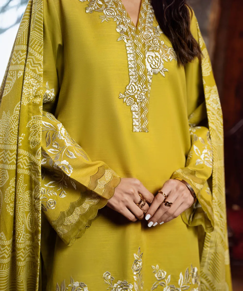 3 Piece - Embroidered Light Khaddar Suit