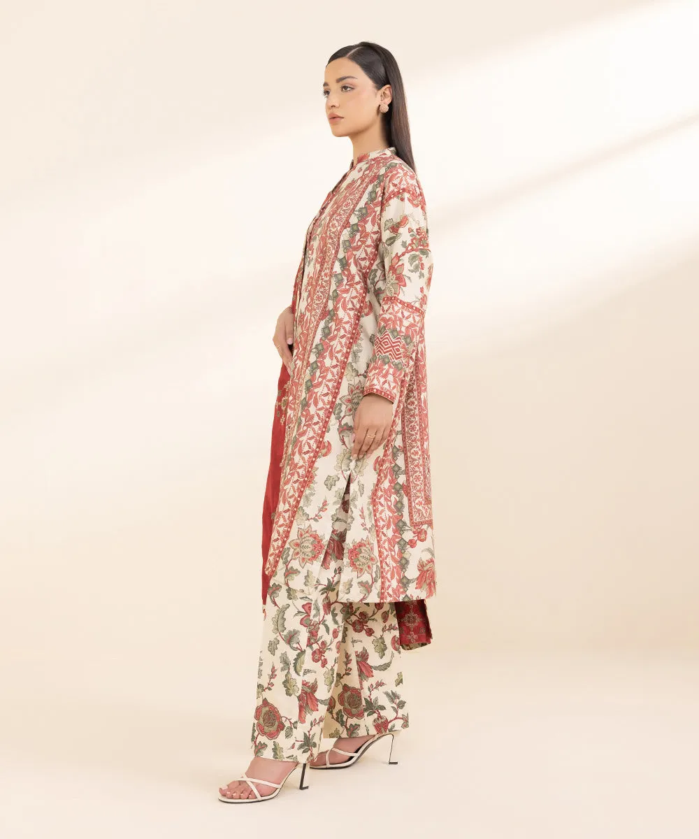 3 Piece - Embroidered Linen Jacquard Suit