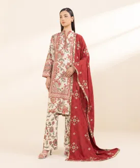 3 Piece - Embroidered Linen Jacquard Suit