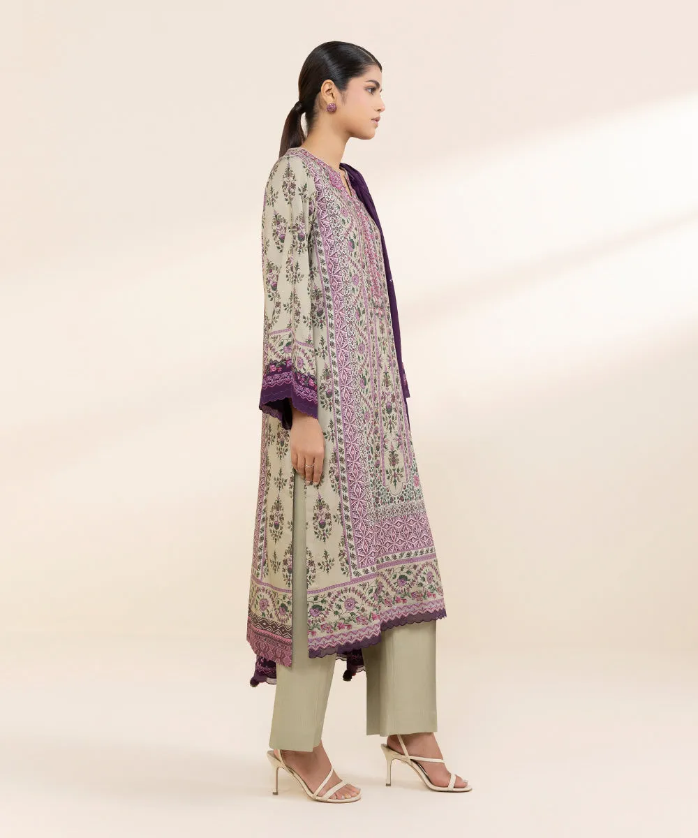 3 Piece - Embroidered Linen Suit