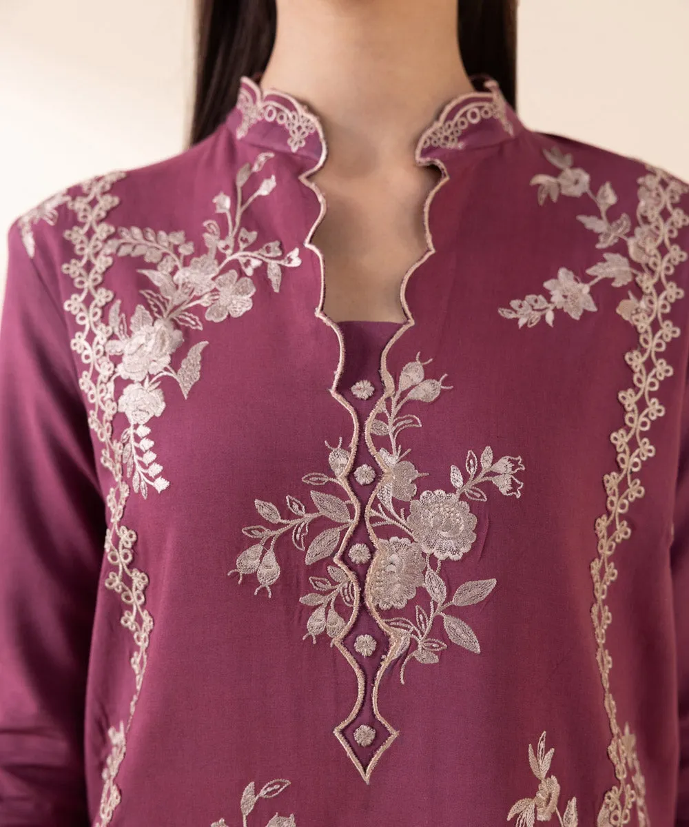 3 Piece - Embroidered Linen Suit