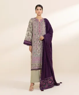 3 Piece - Embroidered Linen Suit