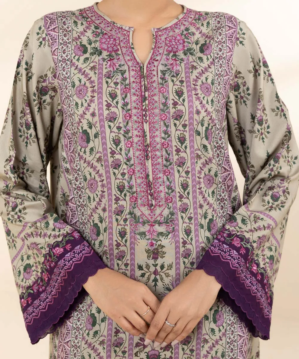 3 Piece - Embroidered Linen Suit