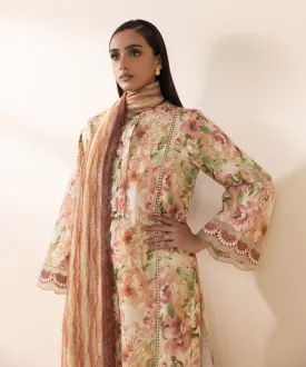 3 Piece - Printed Cotton Viscose Suit