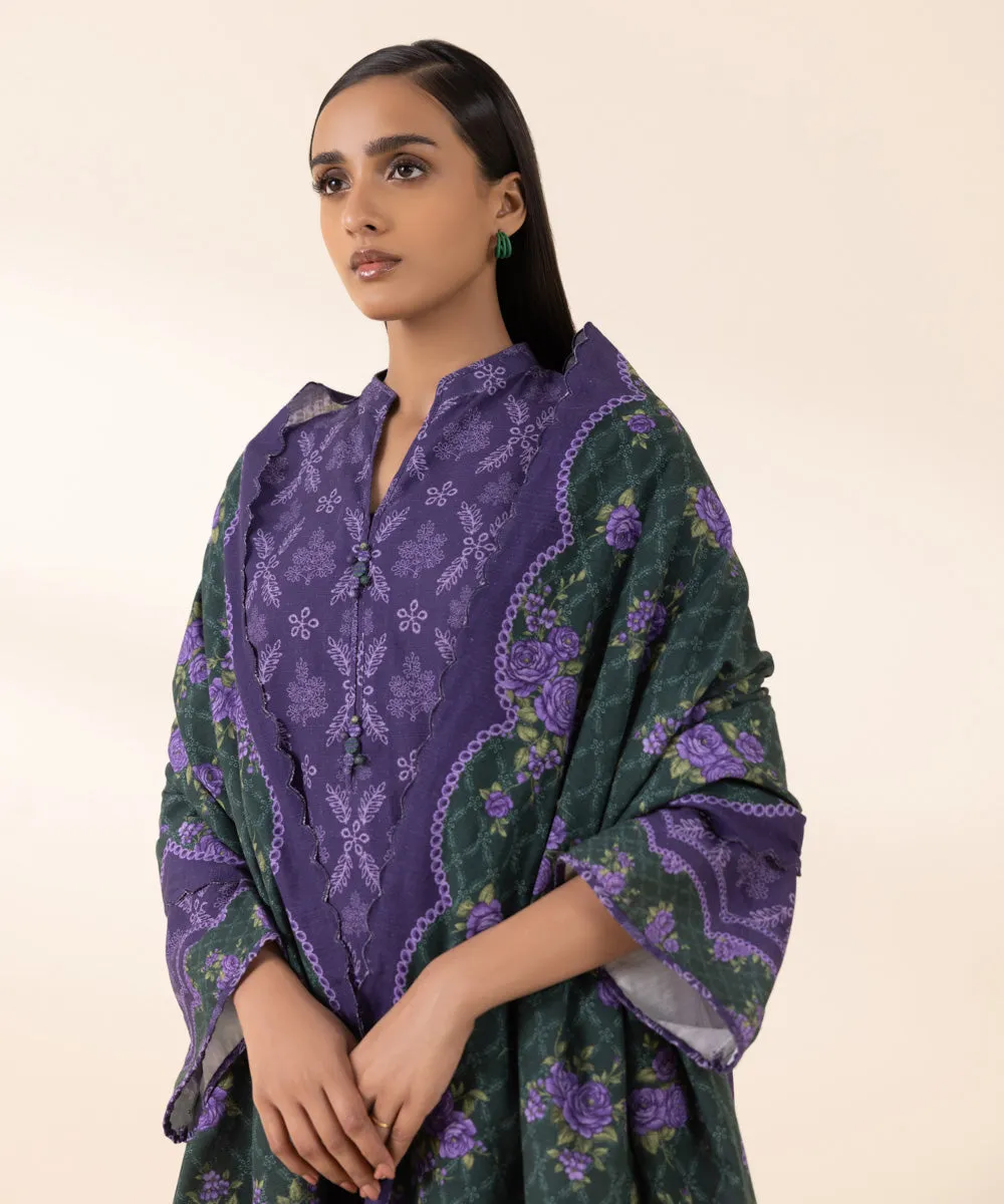 3 Piece - Printed Khaddar Suit