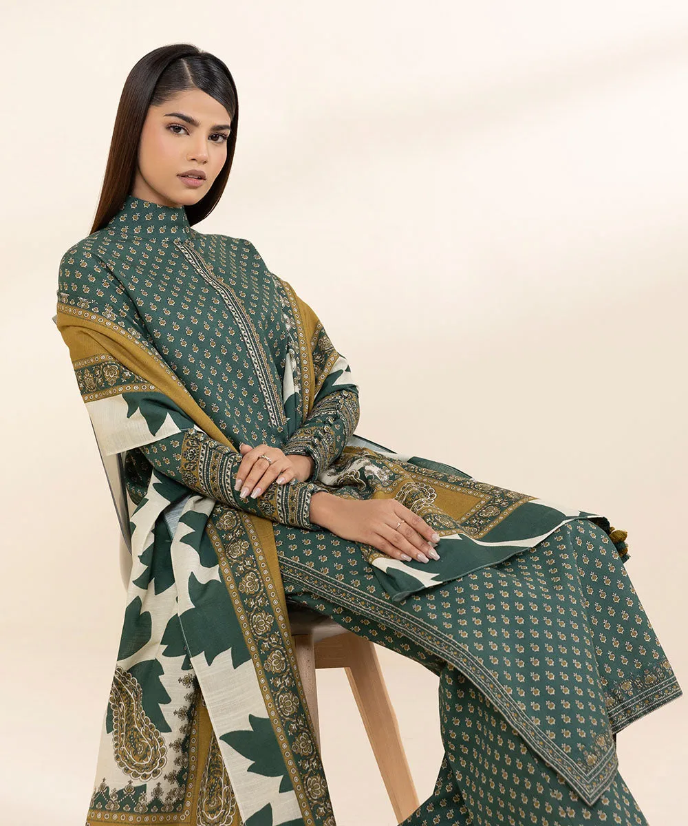 3 Piece - Printed Khaddar Suit