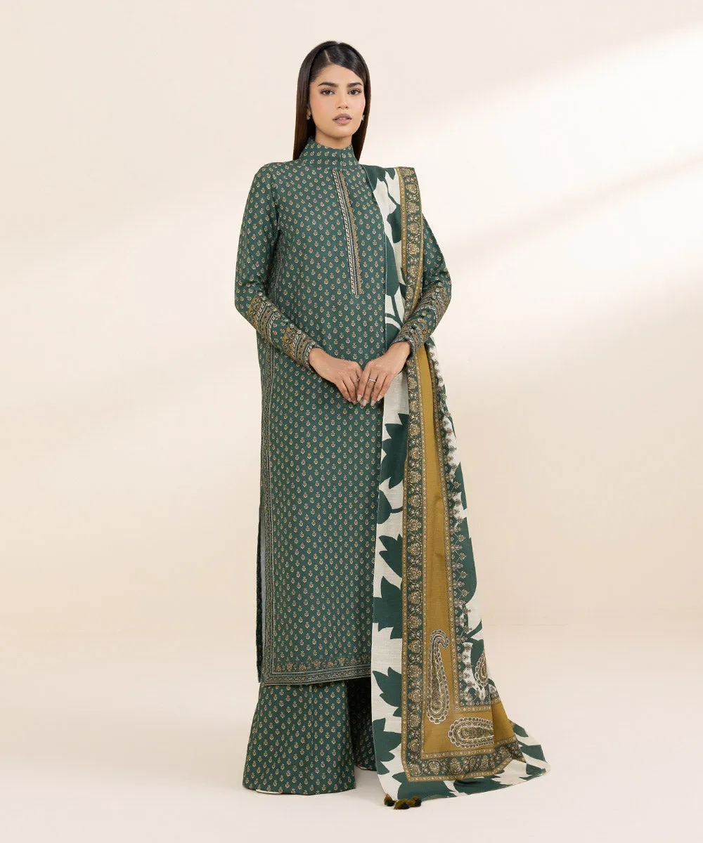 3 Piece - Printed Khaddar Suit