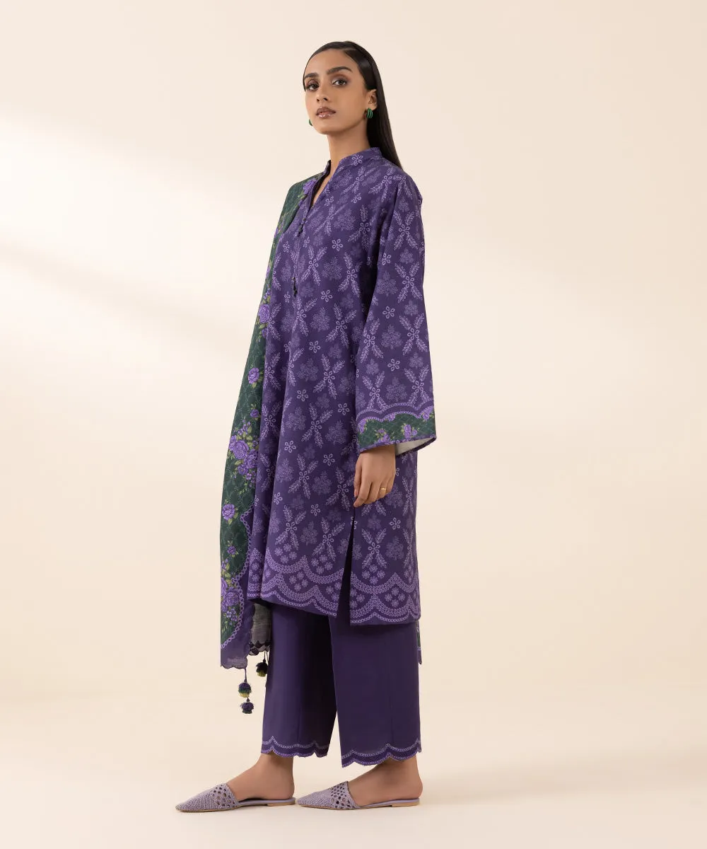 3 Piece - Printed Khaddar Suit