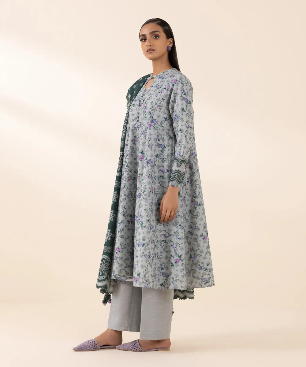 3 Piece - Printed Khaddar Suit