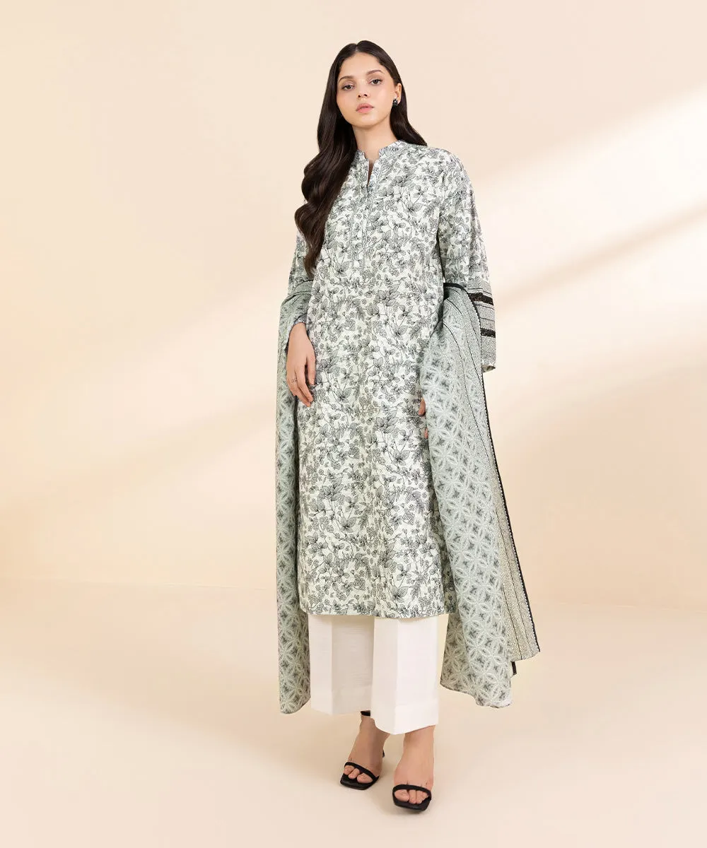 3 Piece - Printed Light Khaddar Suit